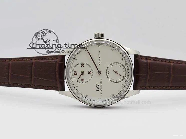 MIROTIME 0511 Sustainable Portuguese IW5444 SS White Dial RG Numbers On Brown Leather Strap A 7256